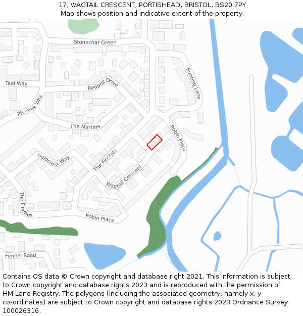 17, WAGTAIL CRESCENT, PORTISHEAD, BRISTOL, BS20 7PY: Location map and indicative extent of plot