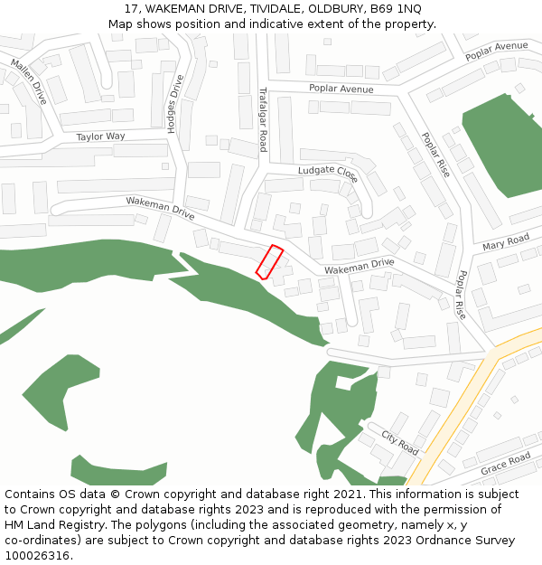 17, WAKEMAN DRIVE, TIVIDALE, OLDBURY, B69 1NQ: Location map and indicative extent of plot