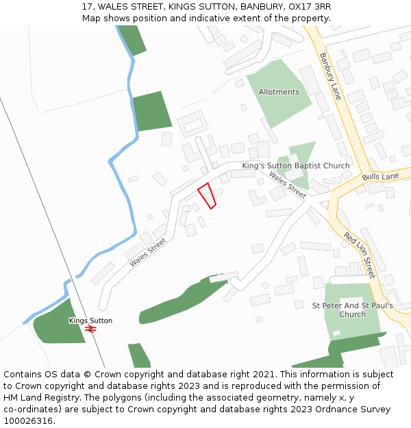 17, WALES STREET, KINGS SUTTON, BANBURY, OX17 3RR: Location map and indicative extent of plot