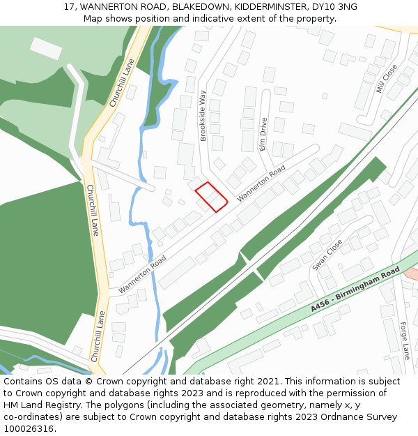 17, WANNERTON ROAD, BLAKEDOWN, KIDDERMINSTER, DY10 3NG: Location map and indicative extent of plot