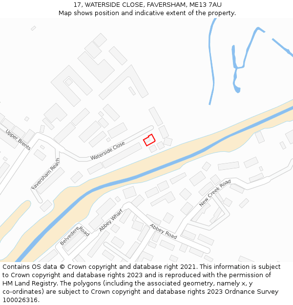 17, WATERSIDE CLOSE, FAVERSHAM, ME13 7AU: Location map and indicative extent of plot