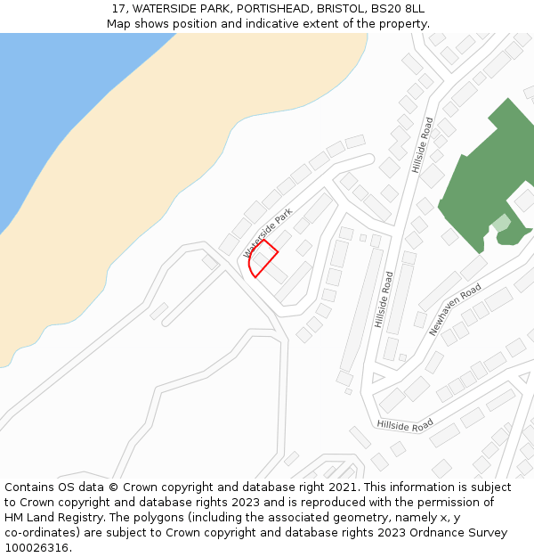 17, WATERSIDE PARK, PORTISHEAD, BRISTOL, BS20 8LL: Location map and indicative extent of plot