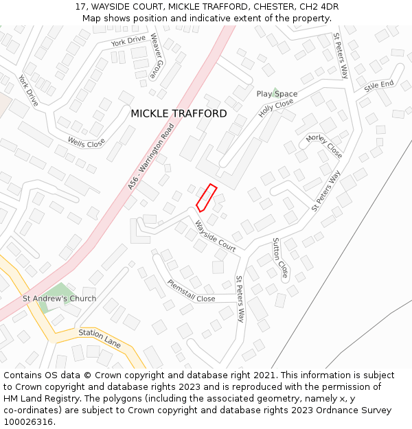 17, WAYSIDE COURT, MICKLE TRAFFORD, CHESTER, CH2 4DR: Location map and indicative extent of plot
