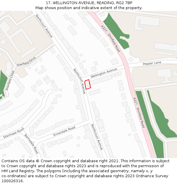 17, WELLINGTON AVENUE, READING, RG2 7BP: Location map and indicative extent of plot