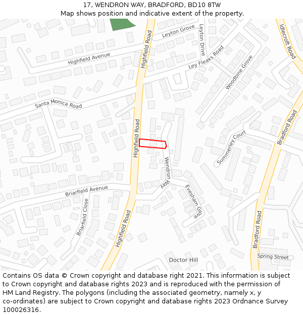 17, WENDRON WAY, BRADFORD, BD10 8TW: Location map and indicative extent of plot