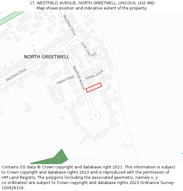 17, WESTFIELD AVENUE, NORTH GREETWELL, LINCOLN, LN2 4RD: Location map and indicative extent of plot