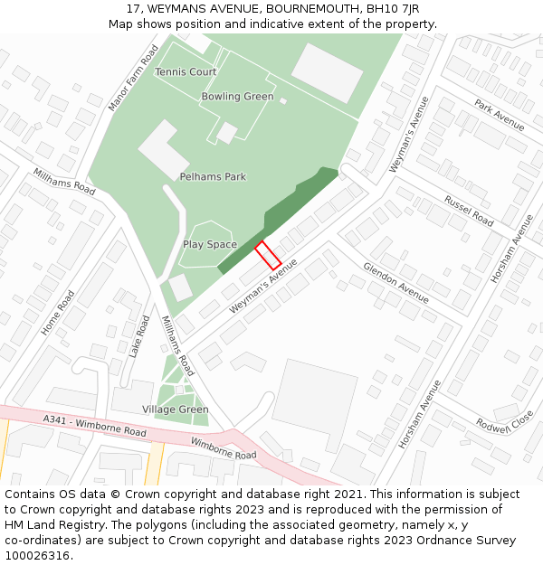 17, WEYMANS AVENUE, BOURNEMOUTH, BH10 7JR: Location map and indicative extent of plot