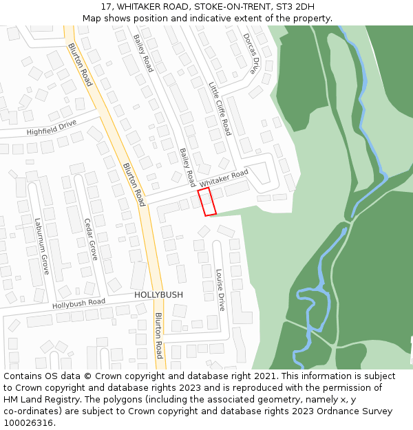 17, WHITAKER ROAD, STOKE-ON-TRENT, ST3 2DH: Location map and indicative extent of plot