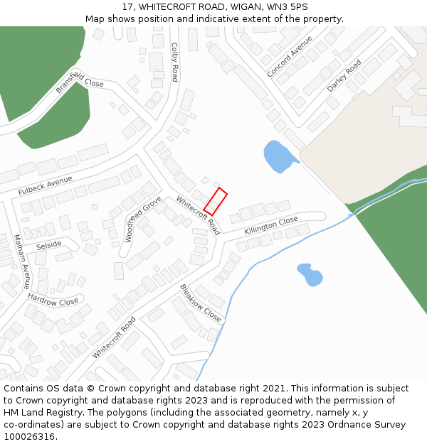 17, WHITECROFT ROAD, WIGAN, WN3 5PS: Location map and indicative extent of plot