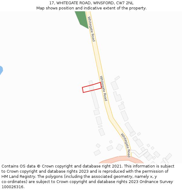 17, WHITEGATE ROAD, WINSFORD, CW7 2NL: Location map and indicative extent of plot