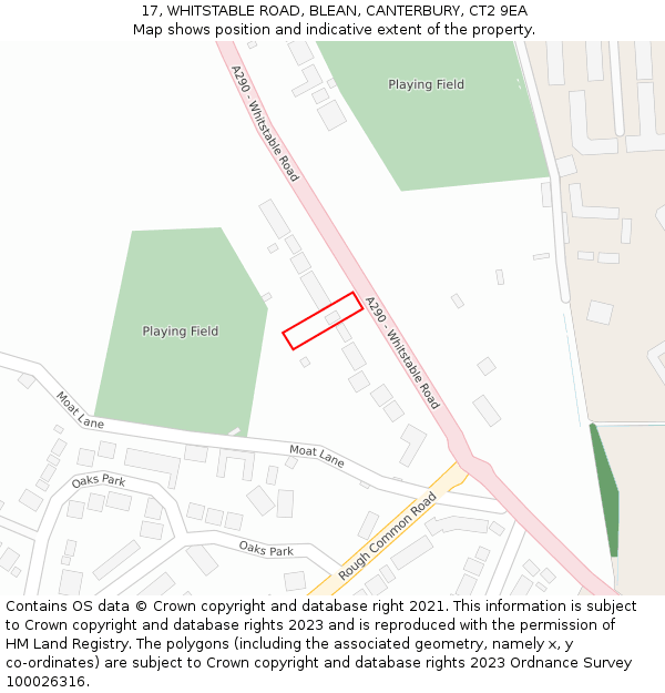 17, WHITSTABLE ROAD, BLEAN, CANTERBURY, CT2 9EA: Location map and indicative extent of plot