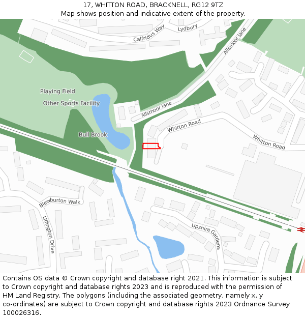 17, WHITTON ROAD, BRACKNELL, RG12 9TZ: Location map and indicative extent of plot
