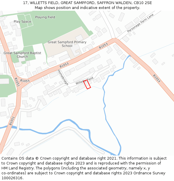 17, WILLETTS FIELD, GREAT SAMPFORD, SAFFRON WALDEN, CB10 2SE: Location map and indicative extent of plot