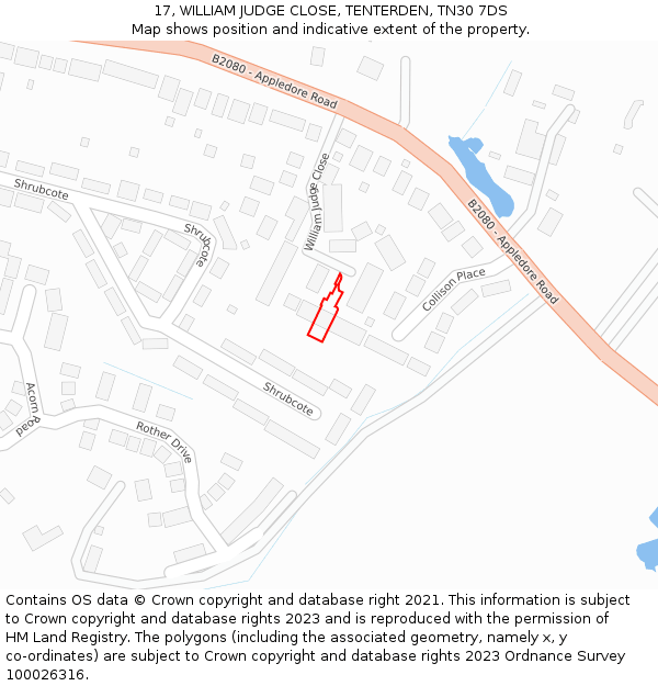 17, WILLIAM JUDGE CLOSE, TENTERDEN, TN30 7DS: Location map and indicative extent of plot
