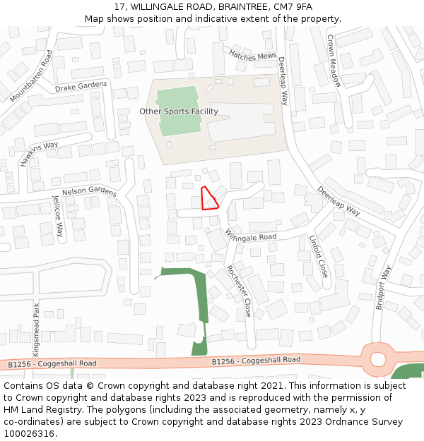 17, WILLINGALE ROAD, BRAINTREE, CM7 9FA: Location map and indicative extent of plot