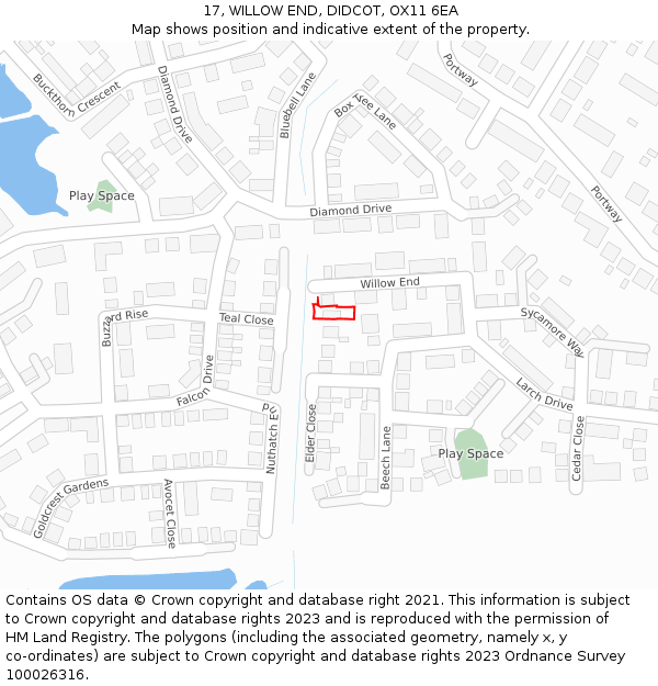 17, WILLOW END, DIDCOT, OX11 6EA: Location map and indicative extent of plot