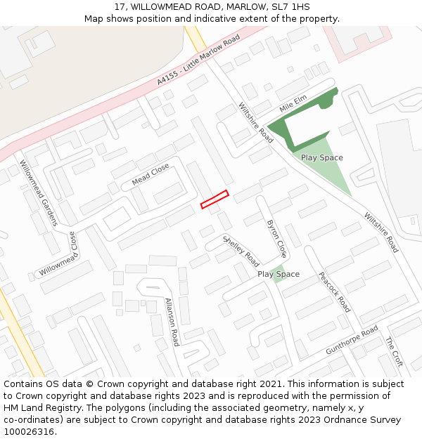 17, WILLOWMEAD ROAD, MARLOW, SL7 1HS: Location map and indicative extent of plot