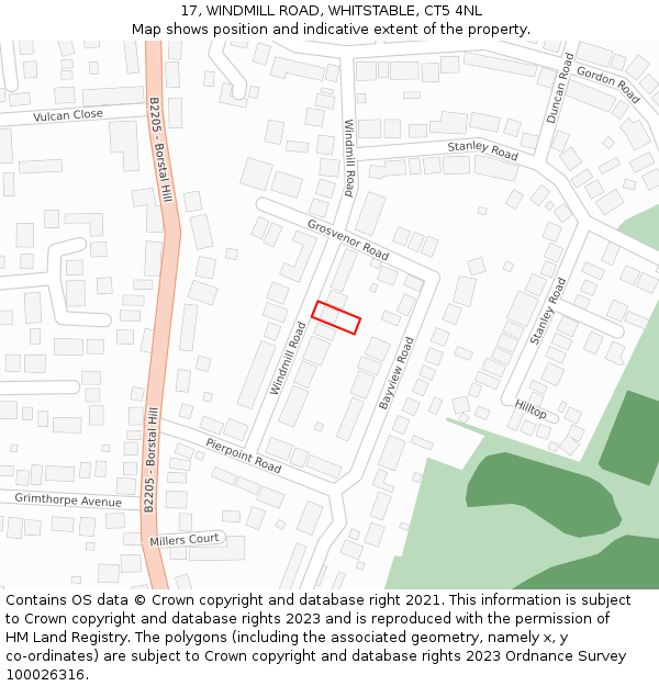 17, WINDMILL ROAD, WHITSTABLE, CT5 4NL: Location map and indicative extent of plot