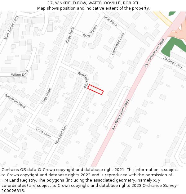 17, WINKFIELD ROW, WATERLOOVILLE, PO8 9TL: Location map and indicative extent of plot