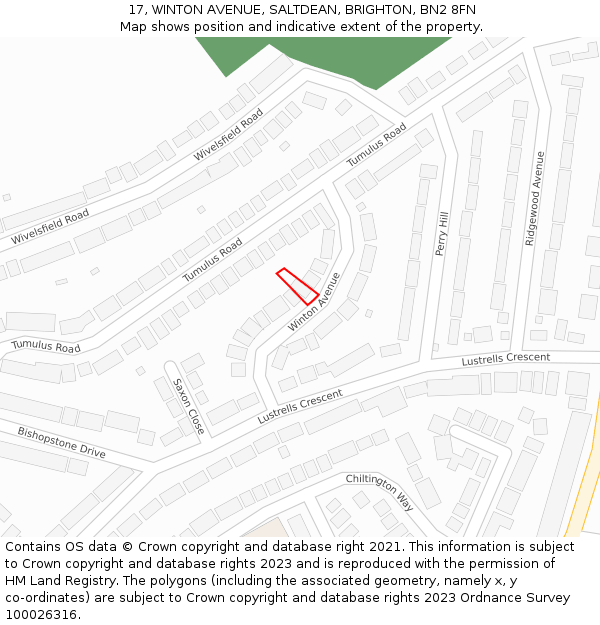 17, WINTON AVENUE, SALTDEAN, BRIGHTON, BN2 8FN: Location map and indicative extent of plot