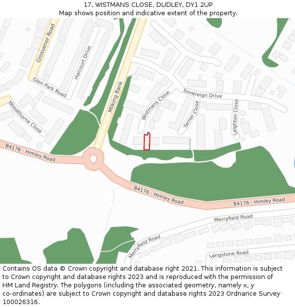 17, WISTMANS CLOSE, DUDLEY, DY1 2UP: Location map and indicative extent of plot