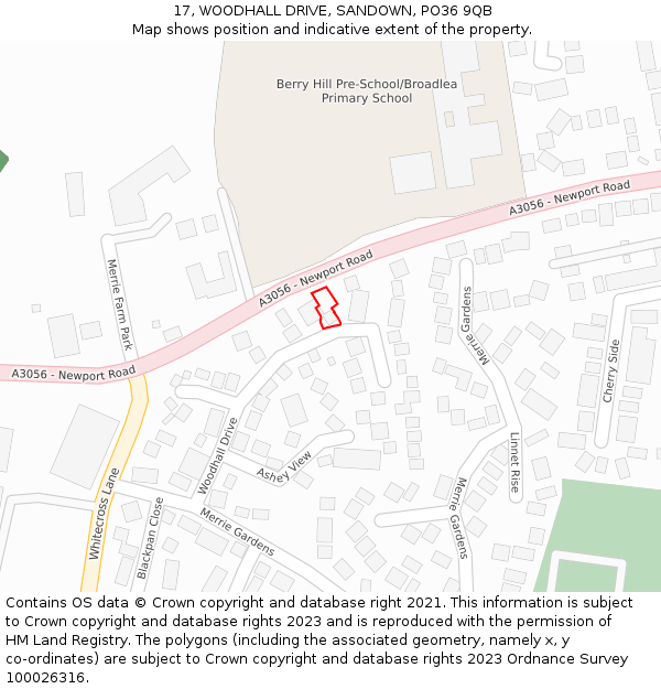 17, WOODHALL DRIVE, SANDOWN, PO36 9QB: Location map and indicative extent of plot