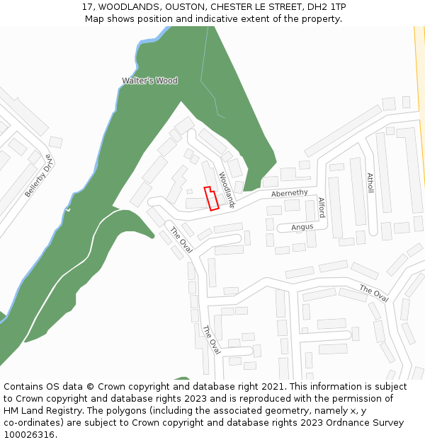 17, WOODLANDS, OUSTON, CHESTER LE STREET, DH2 1TP: Location map and indicative extent of plot