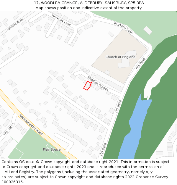 17, WOODLEA GRANGE, ALDERBURY, SALISBURY, SP5 3PA: Location map and indicative extent of plot