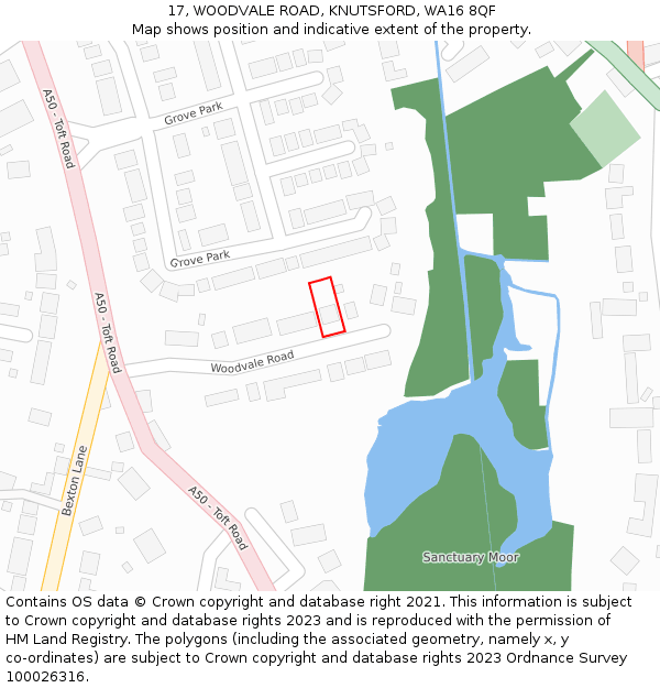 17, WOODVALE ROAD, KNUTSFORD, WA16 8QF: Location map and indicative extent of plot