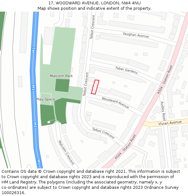 17, WOODWARD AVENUE, LONDON, NW4 4NU: Location map and indicative extent of plot