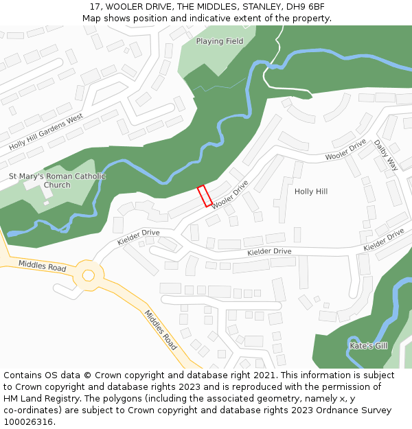 17, WOOLER DRIVE, THE MIDDLES, STANLEY, DH9 6BF: Location map and indicative extent of plot