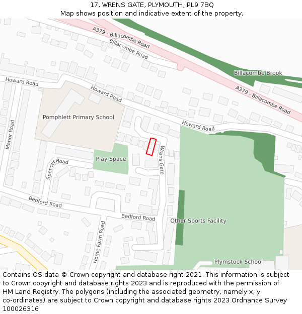 17, WRENS GATE, PLYMOUTH, PL9 7BQ: Location map and indicative extent of plot