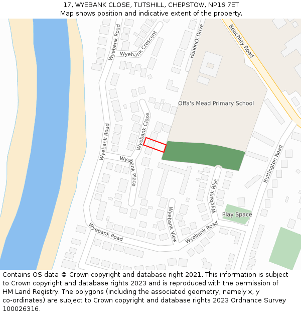 17, WYEBANK CLOSE, TUTSHILL, CHEPSTOW, NP16 7ET: Location map and indicative extent of plot