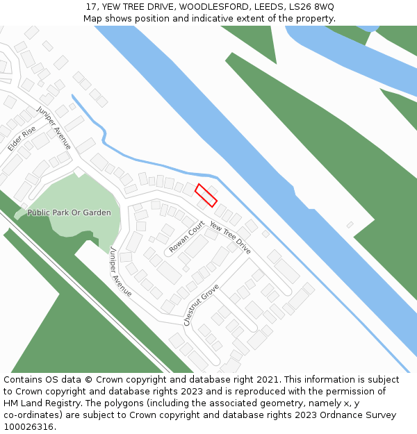 17, YEW TREE DRIVE, WOODLESFORD, LEEDS, LS26 8WQ: Location map and indicative extent of plot