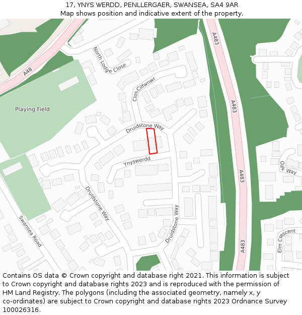 17, YNYS WERDD, PENLLERGAER, SWANSEA, SA4 9AR: Location map and indicative extent of plot