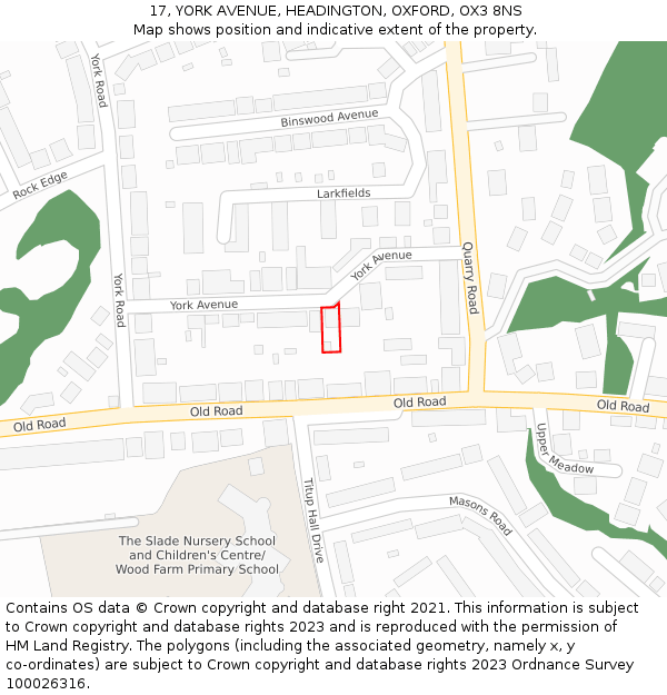 17, YORK AVENUE, HEADINGTON, OXFORD, OX3 8NS: Location map and indicative extent of plot