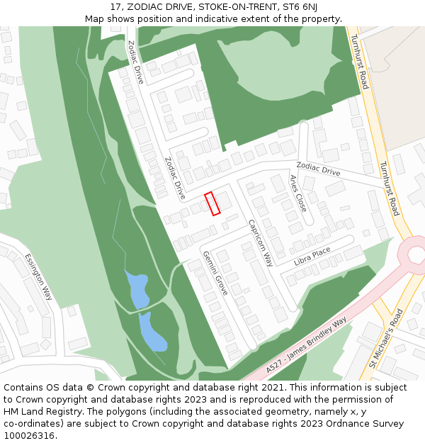 17, ZODIAC DRIVE, STOKE-ON-TRENT, ST6 6NJ: Location map and indicative extent of plot