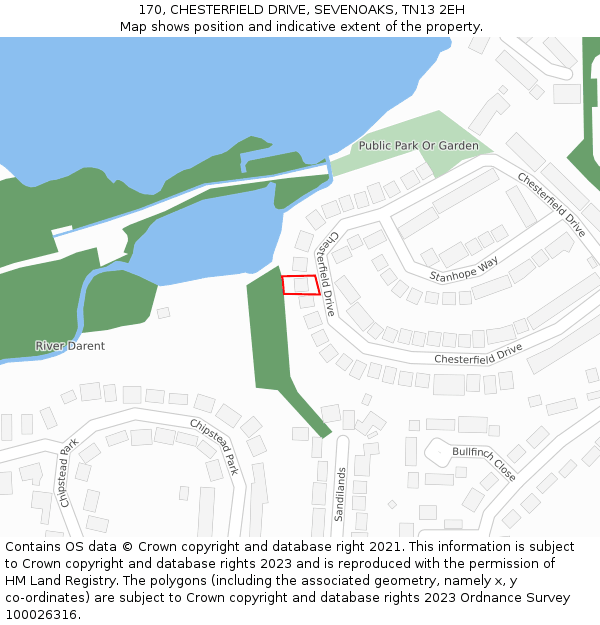 170, CHESTERFIELD DRIVE, SEVENOAKS, TN13 2EH: Location map and indicative extent of plot