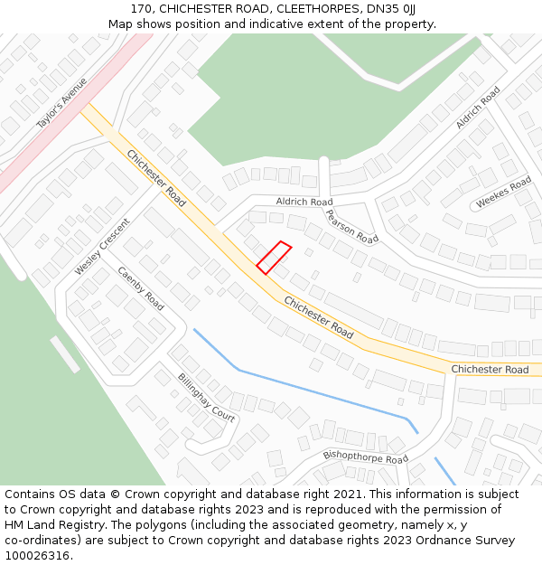 170, CHICHESTER ROAD, CLEETHORPES, DN35 0JJ: Location map and indicative extent of plot