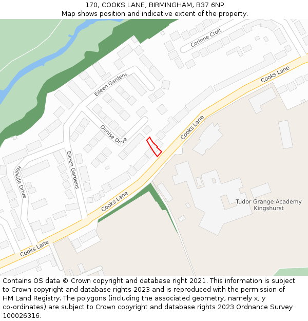 170, COOKS LANE, BIRMINGHAM, B37 6NP: Location map and indicative extent of plot