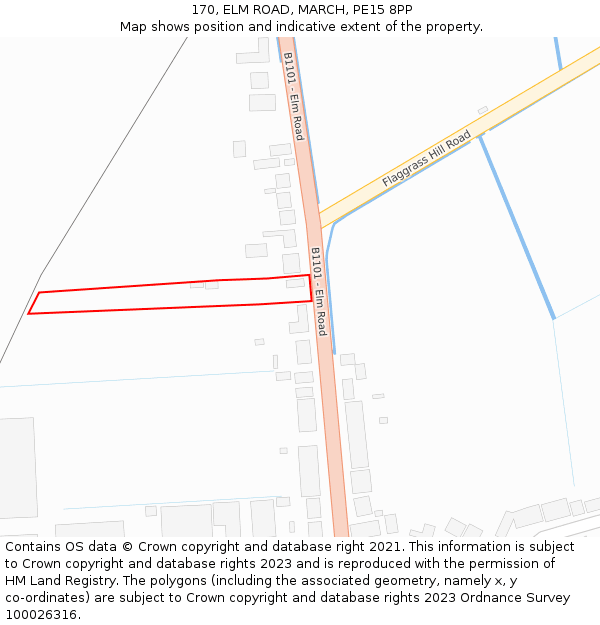 170, ELM ROAD, MARCH, PE15 8PP: Location map and indicative extent of plot