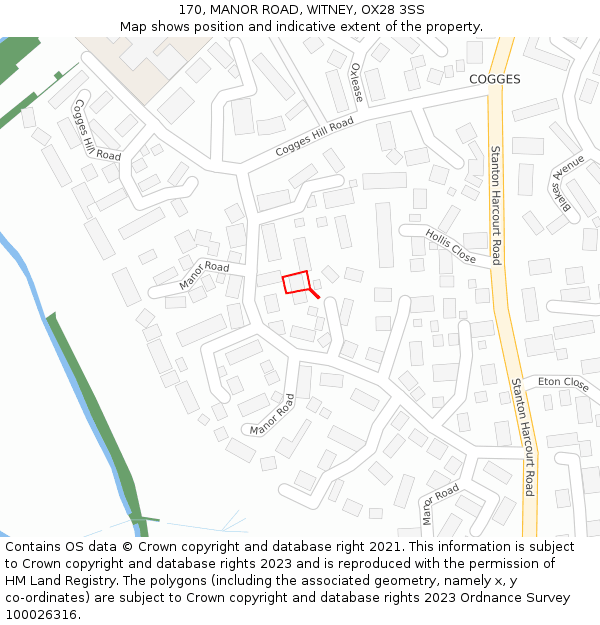 170, MANOR ROAD, WITNEY, OX28 3SS: Location map and indicative extent of plot