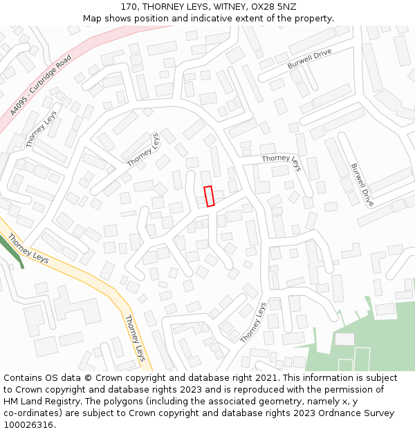 170, THORNEY LEYS, WITNEY, OX28 5NZ: Location map and indicative extent of plot