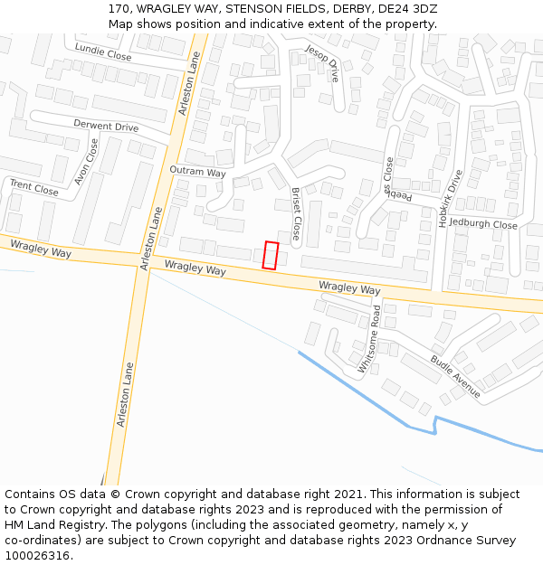 170, WRAGLEY WAY, STENSON FIELDS, DERBY, DE24 3DZ: Location map and indicative extent of plot