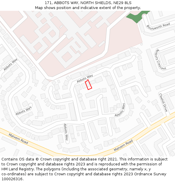 171, ABBOTS WAY, NORTH SHIELDS, NE29 8LS: Location map and indicative extent of plot
