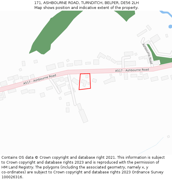 171, ASHBOURNE ROAD, TURNDITCH, BELPER, DE56 2LH: Location map and indicative extent of plot