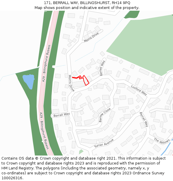 171, BERRALL WAY, BILLINGSHURST, RH14 9PQ: Location map and indicative extent of plot