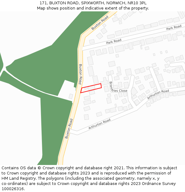 171, BUXTON ROAD, SPIXWORTH, NORWICH, NR10 3PL: Location map and indicative extent of plot