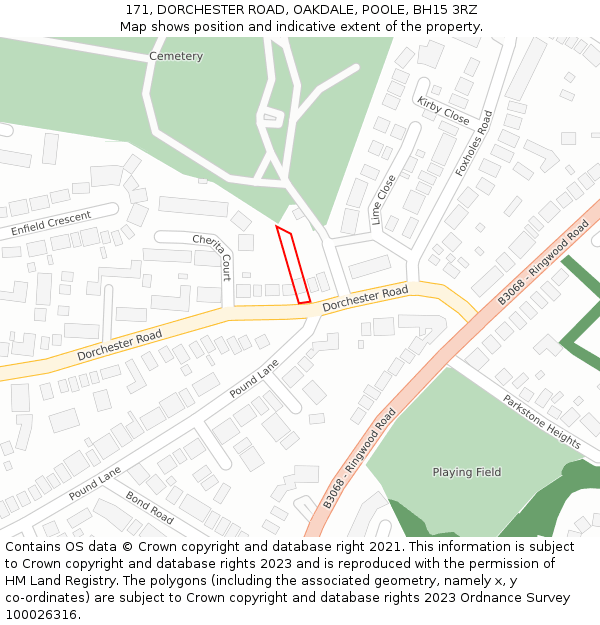 171, DORCHESTER ROAD, OAKDALE, POOLE, BH15 3RZ: Location map and indicative extent of plot