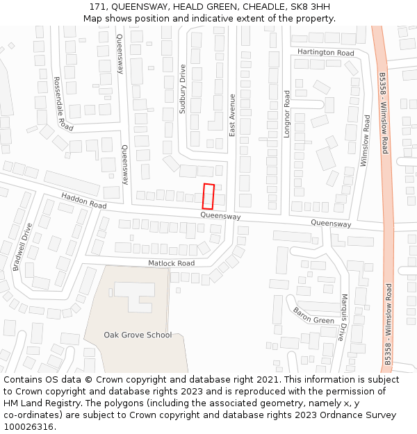 171, QUEENSWAY, HEALD GREEN, CHEADLE, SK8 3HH: Location map and indicative extent of plot